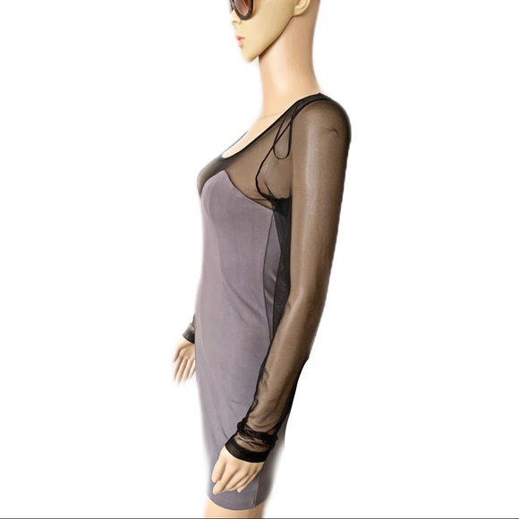 💃🏽 H&M Gray and Black Bodycon Sheer Dress Size 6 - Picture 6 of 7